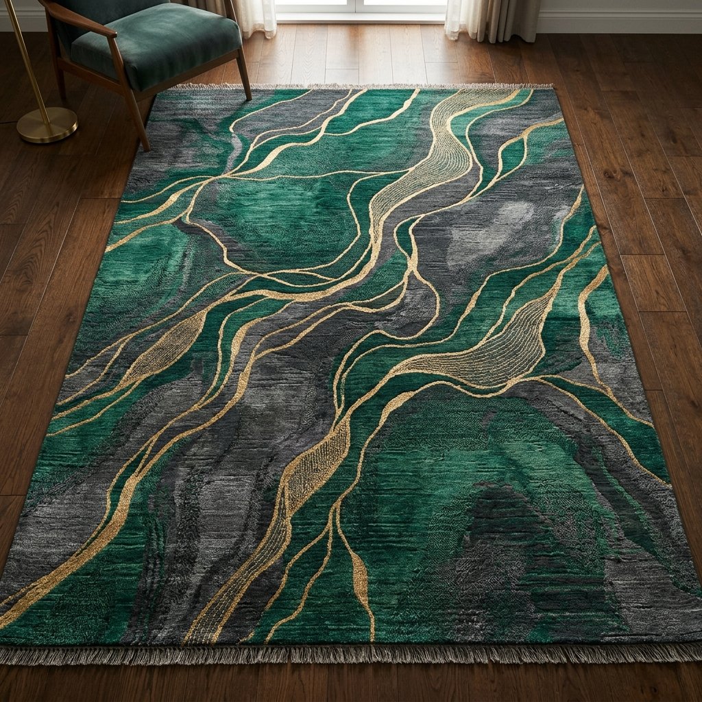 Royal Emerald Modern Abstract Rug