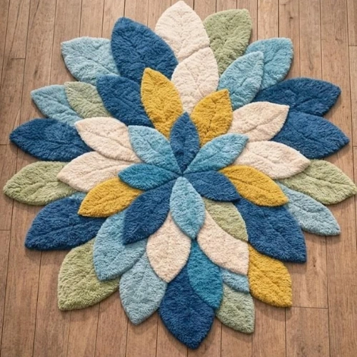 Floral Petal Burst Round Rug